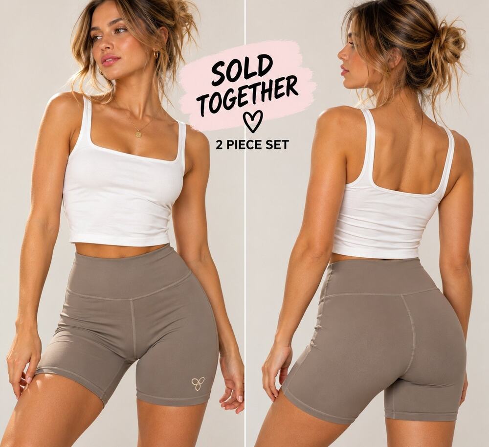 Garage XXS Crop Tank Golden Aritzia Size 2 Biker Shorts 2 Piece Athleisure set
